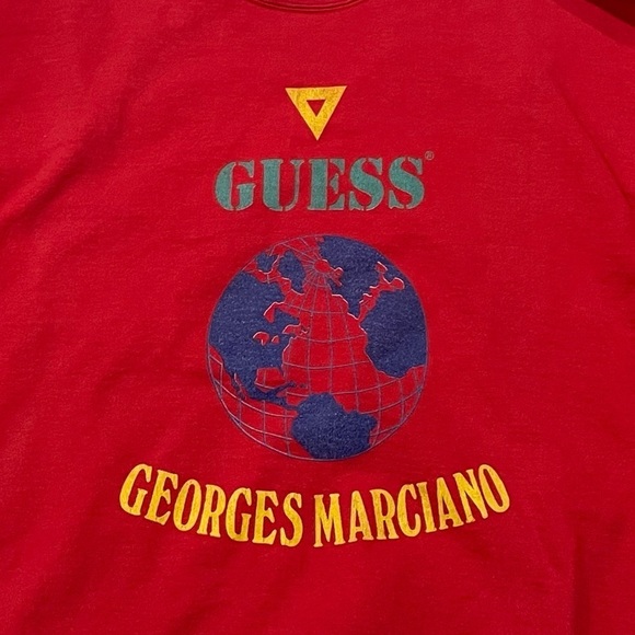 Vintage Georges Marciano Red Fashion 1980s Crewneck Jumper Sweatshirt - Picture 4 of 6